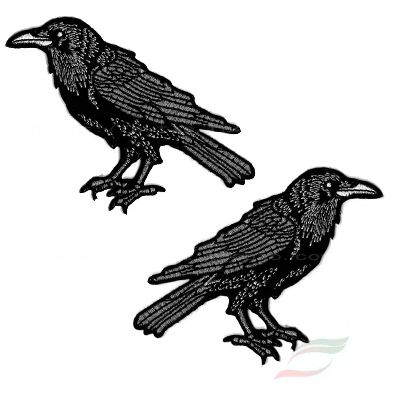 Écusson de Corbeau Brodé à Repasser, Décoration de Vêtements Écusson de Corbeau Brodé à Repasser, Décoration de Vêtements