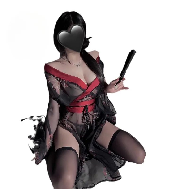 ensemble de peignoir kimono imprimé fantôme, lingerie sexy, style japonais, vêtements de nuit, style antique, ceinture sexy ensemble de peignoir kimono imprimé fantôme, lingerie sexy, style japonais, vêtements de nuit, style antique, ceinture sexy