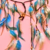 bandeau long en plumes bleues et brunes pour femmes, style bohème, festival ethnique, fête hippie, cuir, perles en bois, accessoires bijoux pour cheveux