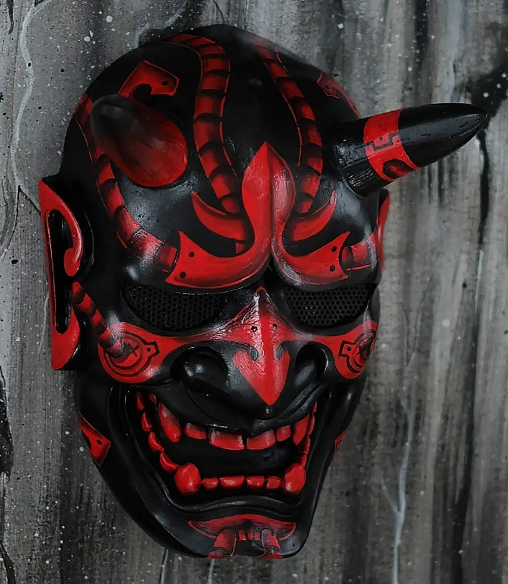 prajna masque fantôme d'horreur japonais en latex pour adulte, déguisement de samouraï, démon, oni, accessoire de carnaval d'halloween prajna masque fantôme d'horreur japonais en latex pour adulte, déguisement de samouraï, démon, oni, accessoire de carnaval d'halloween