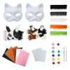 kit de masque therian masques vierges demi visage dessiné à la main animal chat renard masque bricolage à la main graffiti demi masque fête cadeaux de noël