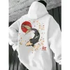 harajuku – sweat à capuche imprimé koi pour hommes, pull à manches longues, décontracté, à la mode, automne et hiver