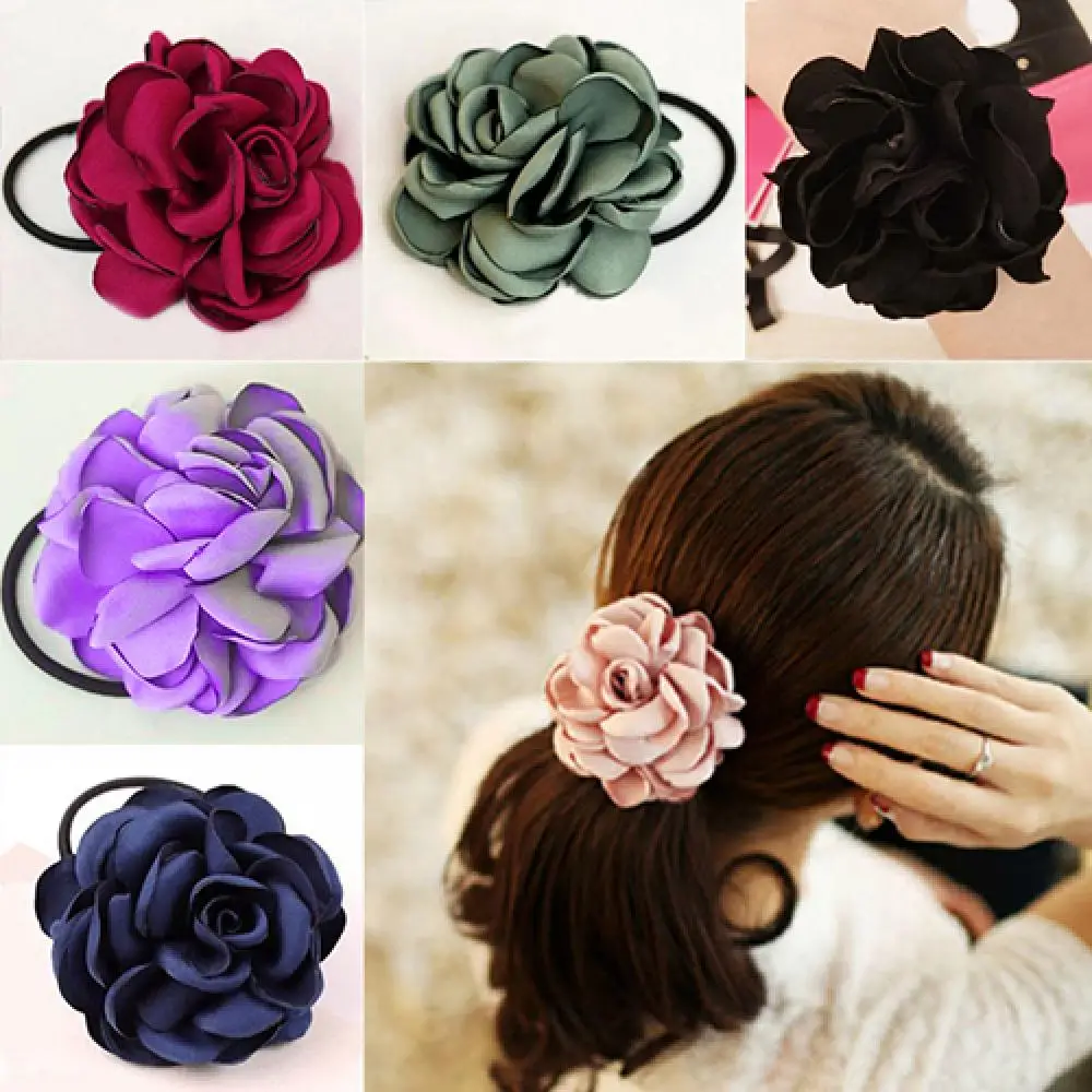 femmes bandeau de cheveux corde couleur unie attaches de cheveux camélia fleur élastique pour queue de cheval scrunchie bandeau dame chapeaux accessoire de cheveux femmes bandeau de cheveux corde couleur unie attaches de cheveux camélia fleur élastique pour queue de cheval scrunchie bandeau dame chapeaux accessoire de cheveux