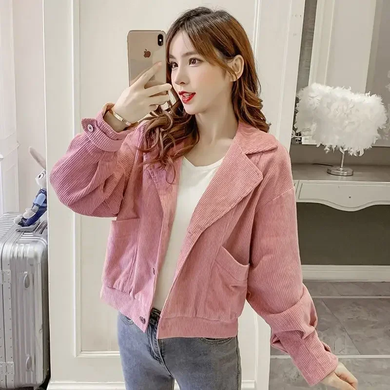 veste courte doublée en velours côtelé pour femme, vêtements élégants, mode jeune, promotion, printemps, automne, mixte, harajuku, 2025 veste courte doublée en velours côtelé pour femme, vêtements élégants, mode jeune, promotion, printemps, automne, mixte, harajuku, 2025