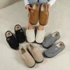 chaussures de maison coordonnantes en daim pour hommes, pantoufles, confortables, chaudes, chaussures de marche en peluche, intérieur, extérieur, pieds enflés pour diabétiques
