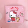 sanrio hello kitty cannelle ma mélodie kuromi nouveau pu sac d'argent décontracté porte monnaie paquet de cartes portefeuille avec boutons 