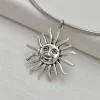 collier ras du cou en or de style coréen simple pour femmes, chaîne de cou hip hop en métal, chaîne de clavicule en alliage, pendentif soleil