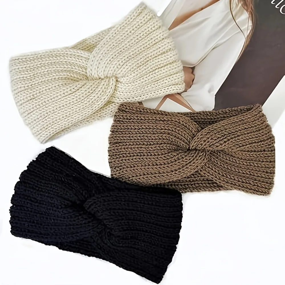 bandeau tricoté avec protection des oreilles, accessoires pour cheveux chauds et à la mode pour l'automne et l'hiver, 3/1 pièces bandeau tricoté avec protection des oreilles, accessoires pour cheveux chauds et à la mode pour l'automne et l'hiver, 3/1 pièces