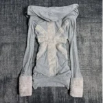 Sweat à capuche rétro en peluche pour femmes, Design brodé Harajuku, gothique Street, Y2k, Hip Hop, Punk, décontracté, polyvalent, coupe ample, veste courte