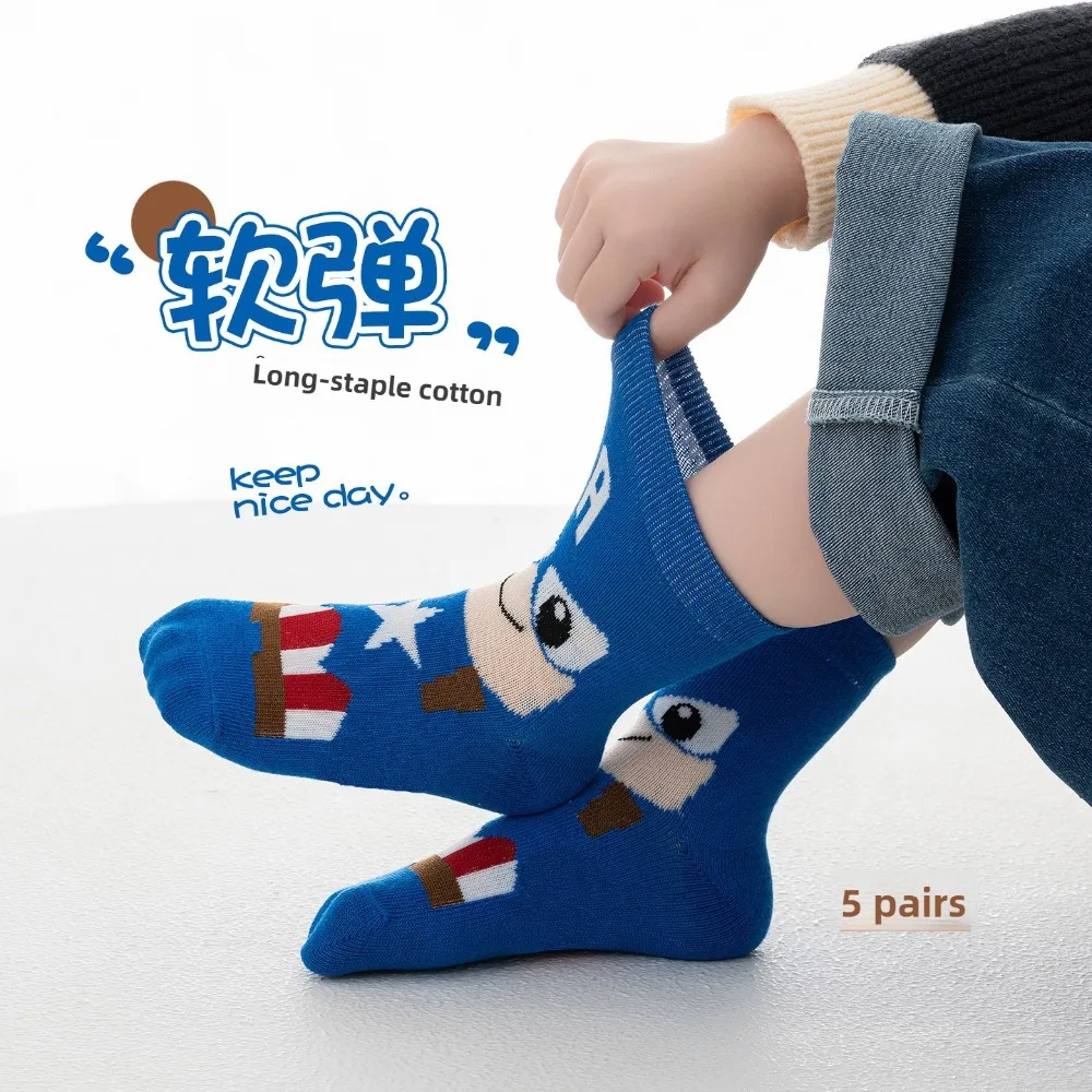 paquet de 5 chaussettes d'équipage de dessin animé pour garçons enfants étudiants coton peigné doux respirant enfants chaussettes de cheville automne hiver conception de dessin animé paquet de 5 chaussettes d'équipage de dessin animé pour garçons enfants étudiants coton peigné doux respirant enfants chaussettes de cheville automne hiver conception de dessin animé