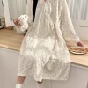 chemise de nuit pour femmes printemps automne mince kimono chemise de nuit à pois à manches longues vêtements de maison amples pyjama lingeries pyjamas mignon