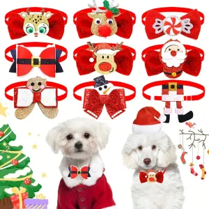 Nœud papillon de noël pour animaux de compagnie, rouge avec éléments de noël, Mini cravate mignonne adaptée au noël des animaux de compagnie, accessoires créatifs pour chiens, 1 pièce Nœud papillon de noël pour animaux de compagnie, rouge avec éléments de noël, Mini cravate mignonne adaptée au noël des animaux de compagnie, accessoires créatifs pour chiens, 1 pièce 