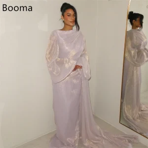 Booma – robe de soirée trapèze brillante, col rond, tenue de soirée formelle pour femmes, manches longues, élégante, robe de bal, personnalisée, 2025 Booma – robe de soirée trapèze brillante, col rond, tenue de soirée formelle pour femmes, manches longues, élégante, robe de bal, personnalisée, 2025