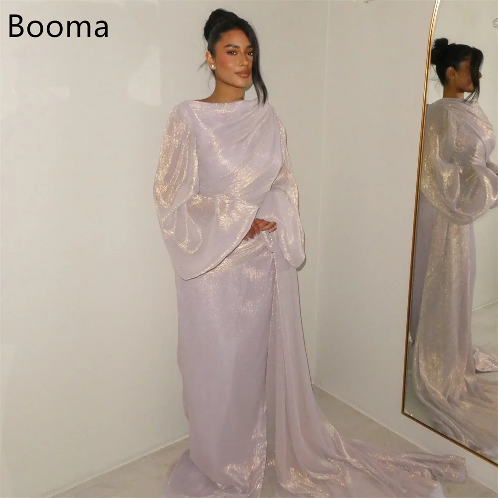 Booma – robe de soirée trapèze brillante, col rond, tenue de soirée formelle pour femmes, manches longues, élégante, robe de bal, personnalisée, 2025 Booma – robe de soirée trapèze brillante, col rond, tenue de soirée formelle pour femmes, manches longues, élégante, robe de bal, personnalisée, 2025