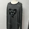 chemises à manches longues à col rond vintage, design rayé assressenti, broderie harajuku, t shirts esthétiques high street, punk américain, y y2k