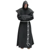 cape à capuche médiévale pour hommes – robe longue et ample de couleur unie, cape de cosplay de randonnée pour larp et reconstitution historique