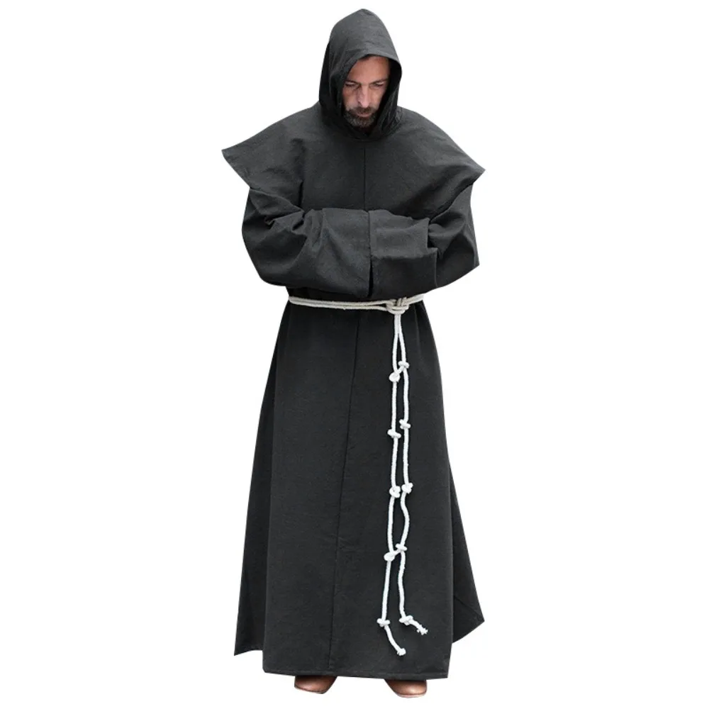 cape à capuche médiévale pour hommes – robe longue et ample de couleur unie, cape de cosplay de randonnée pour larp et reconstitution historique cape à capuche médiévale pour hommes – robe longue et ample de couleur unie, cape de cosplay de randonnée pour larp et reconstitution historique