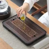 nouveau plateau à thé en bambou de style chinois avec stockage d'eau, table à thé de drainage, plateau à thé pour la maison, le bureau, accessoire de service à thé