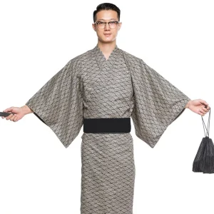 Été gris japonais traditionnel samouraï Kimono pour hommes Yukata Robe de bain Hekoobi Style ample Homewear ceinture longue Robe coton Été gris japonais traditionnel samouraï Kimono pour hommes Yukata Robe de bain Hekoobi Style ample Homewear ceinture longue Robe coton