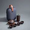un pot d'argile violette quatre tasses service à thé portable en plein air service à thé de voyage cadeau pour les amis