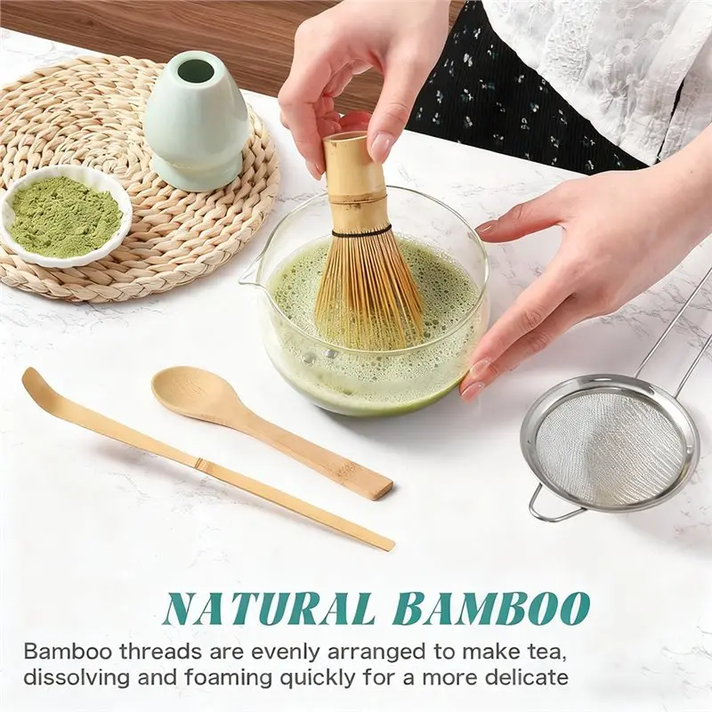 service à thé soft matcha 5 pièces avec fouet en bambou, support, cuillère en bambou, cuillère en bois, tamis kit matcha complet service à thé soft matcha 5 pièces avec fouet en bambou, support, cuillère en bambou, cuillère en bois, tamis kit matcha complet