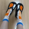 3 paires de chaussettes d'été à bout fendu, design amusant rayé d'anguille de jardin, style couple, style vacances en bord de mer