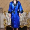 peignoir kimono brodé à deux côtés pour hommes, robe dragon traditionnelle, vêtements de nuit pour la maison