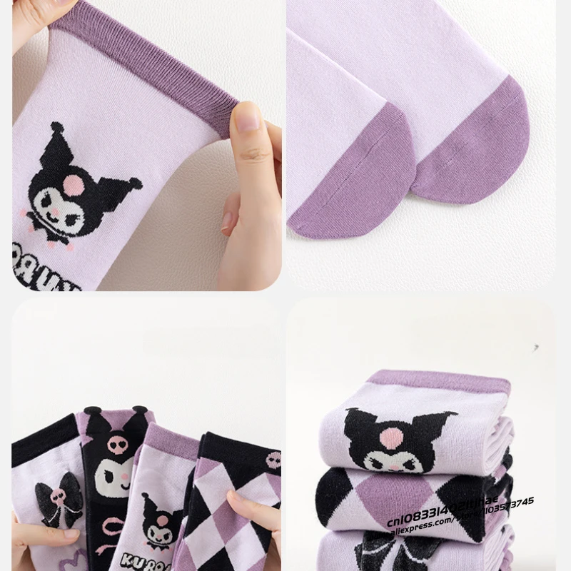 kawaii sanrio kuromi chaussettes anime hello kitty printemps été doux dans le tube dessin animé chaussettes filles mignonnes coton maison chaussette chaude kawaii sanrio kuromi chaussettes anime hello kitty printemps été doux dans le tube dessin animé chaussettes filles mignonnes coton maison chaussette chaude