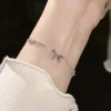 bracelets en fleurs de cerisier en cristal rose brillant pour femmes et filles, doux nœud de lune, fleurs en zircon, bijoux de fête esthétiques egirl