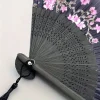 1 éventail de fleurs de cerisier florales vintage avec œuvres d'art roses et violettes, éventail à main portable léger pour la danse hanfu