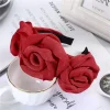 bandeau rose fait à la main pour femmes, voile brillant de style coréen, bandeau à pression à large bord, accessoires pour cheveux de photographie de mariée à la mode