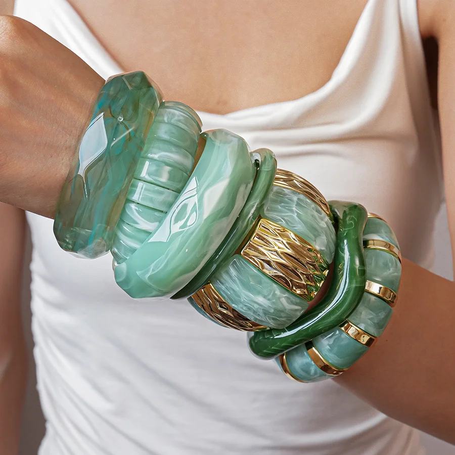 bohomia – bracelet géométrique irrégulier en acrylique vert pour femmes, plusieurs styles, bijoux empilables en résine bohomia – bracelet géométrique irrégulier en acrylique vert pour femmes, plusieurs styles, bijoux empilables en résine