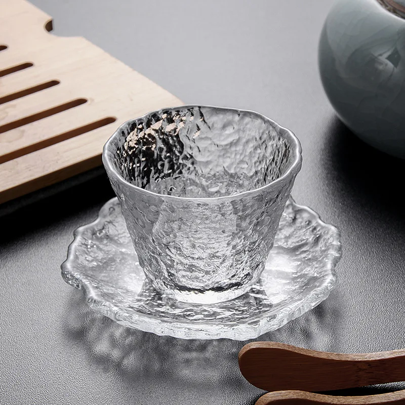ensemble de tasses à thé kung fu en verre de style japonais, sous verre à thé à la maison, tasse à vin et à café, petite tasse à expresso ensemble de tasses à thé kung fu en verre de style japonais, sous verre à thé à la maison, tasse à vin et à café, petite tasse à expresso