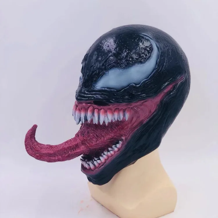 masque de monstre d'horreur en latex à longue langue, couvre chef de cosplay de film de héros souriant, accessoire de blague de maison hantée, costume de fête d'halloween masque de monstre d'horreur en latex à longue langue, couvre chef de cosplay de film de héros souriant, accessoire de blague de maison hantée, costume de fête d'halloween