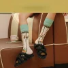 chaussettes mi mollet pour femme, dessin animé japonais, personnalité, mode couple, longue rue, planche à roulettes, marée, 2024