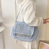 sac ita d'anime japonais avec poche d'affichage de broche de personnage, sac à bandoulière harajuku otaku, sac fourre tout d'école pour filles y2k