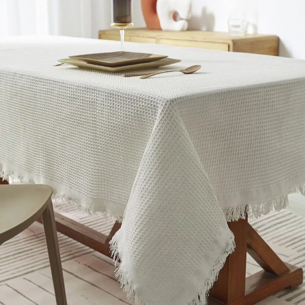nappe à motif écossais avec pompons, anti poussière, couverture de meubles de style campagnard, rectangulaire, moderne, tapis de pique nique de jardin, salle à manger nappe à motif écossais avec pompons, anti poussière, couverture de meubles de style campagnard, rectangulaire, moderne, tapis de pique nique de jardin, salle à manger
