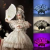 Éclat créatif pliant ventilateur led portable led lumineux danse lumière ventilateur festivals à la main led ventilateur lumineux noël