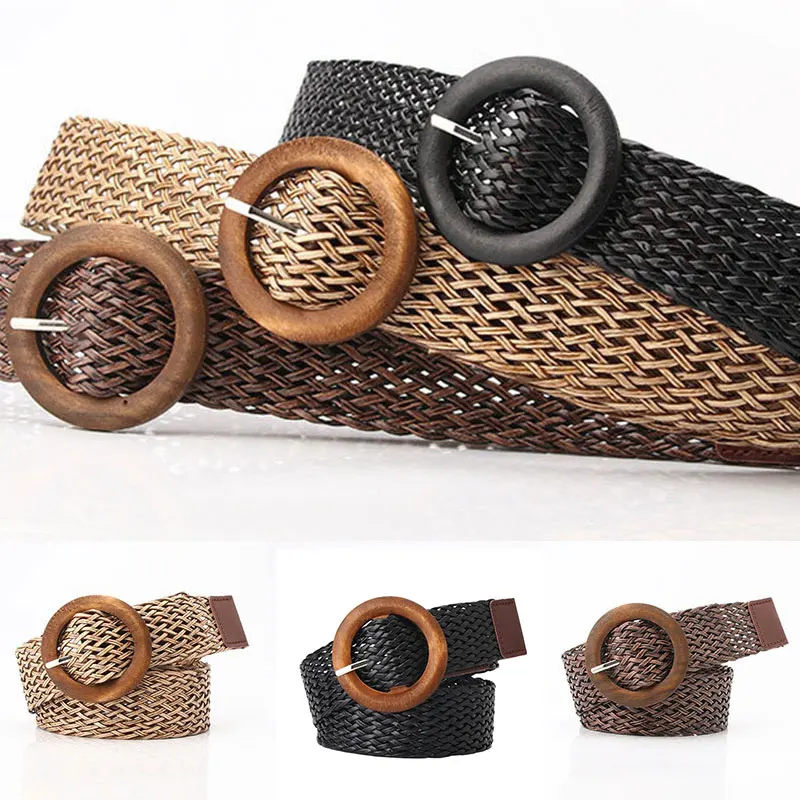 ceinture de taille tressée noir café femme ceinture vintage boho ronde en bois boucle lisse fausse paille larges ceintures sangle de taille pour les femmes ceinture de taille tressée noir café femme ceinture vintage boho ronde en bois boucle lisse fausse paille larges ceintures sangle de taille pour les femmes