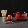 Plat à thé japonais, ensemble d&rsquo;ustensiles à fouet Matcha et plateau à bol Matcha, fouet en bambou, accessoires de cérémonie du thé 4 pièces