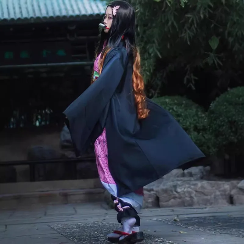 costume de cosplay anime demon slayer nezuko, embout en bambou, ensemble kimono pour filles, robe de fête de carnaval d'halloween, spectacle sur scène costume de cosplay anime demon slayer nezuko, embout en bambou, ensemble kimono pour filles, robe de fête de carnaval d'halloween, spectacle sur scène