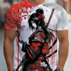 sakura samouraï motif hommes t shirt japonais anime à manches courtes t shirt harajuku hauts été hommes surdimensionné vêtements de sport