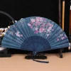 Éventail Pliant de Style Chinois en Bambou, Vintage, Tige, brevClassique, Pompon, Indépendant, Main Féminine, Décoration de Maison