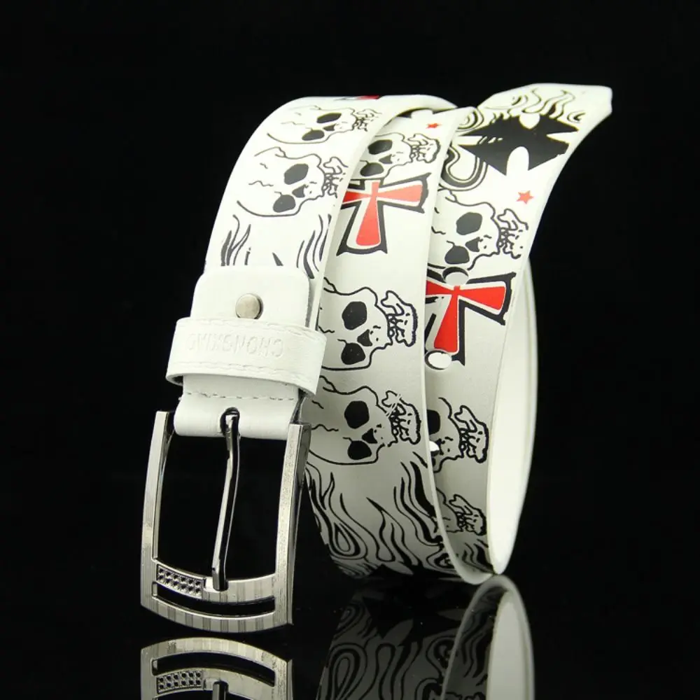 ceinture en cuir pu pour femme, sangle de taille japonaise, motif de dessin animé tête de mort, assressentiavec tout, mode punk, y2k ceinture en cuir pu pour femme, sangle de taille japonaise, motif de dessin animé tête de mort, assressentiavec tout, mode punk, y2k
