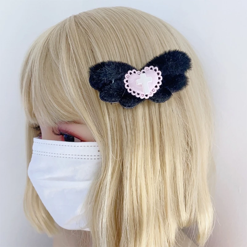 pinces à cheveux gothiques, croix, cœur, aile d'ange, épingles à cheveux esthétiques y2k, barrettes harajuku, accessoires pinces à cheveux gothiques, croix, cœur, aile d'ange, épingles à cheveux esthétiques y2k, barrettes harajuku, accessoires