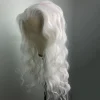 perruque lace front wig synthétique ondulée blanche, 13x4, longue, sans colle, usage quotidien, perruques de cosplay résistantes à la chaleur pour femmes