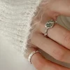 bague en bambou plaqué argent sterling 925, lave liquide, jade hetian, cadeau pour femmes et filles, bijoux vintage irréguliers, livraison directe
