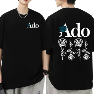 Ado Blue Rose 2025 Tour du monde Hibana T-shirt hommes femmes mode T-shirt à manches courtes esthétique à la mode décontracté ample T-shirts hauts
