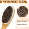 brosse de douche en bambou à poils naturels avec manche long incurvé, détachable, pour bain, brosse de nettoyage, massage, frottement, brosse arrière
