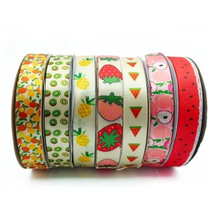 Ruban en Satin de Fruits à transfert de chaleur, série d&rsquo;été 25mm, pour emballage de gâteaux cadeaux de fruits et de fleurs, matériel de bricolage